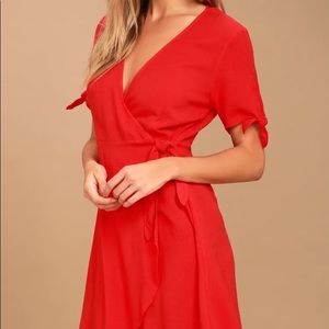 NWT Lulus My Philosophy Red Wrap Dress